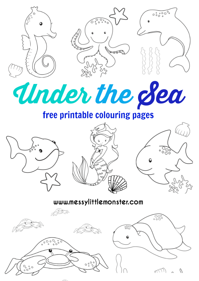 Download Under the Sea Colouring Pages - Messy Little Monster