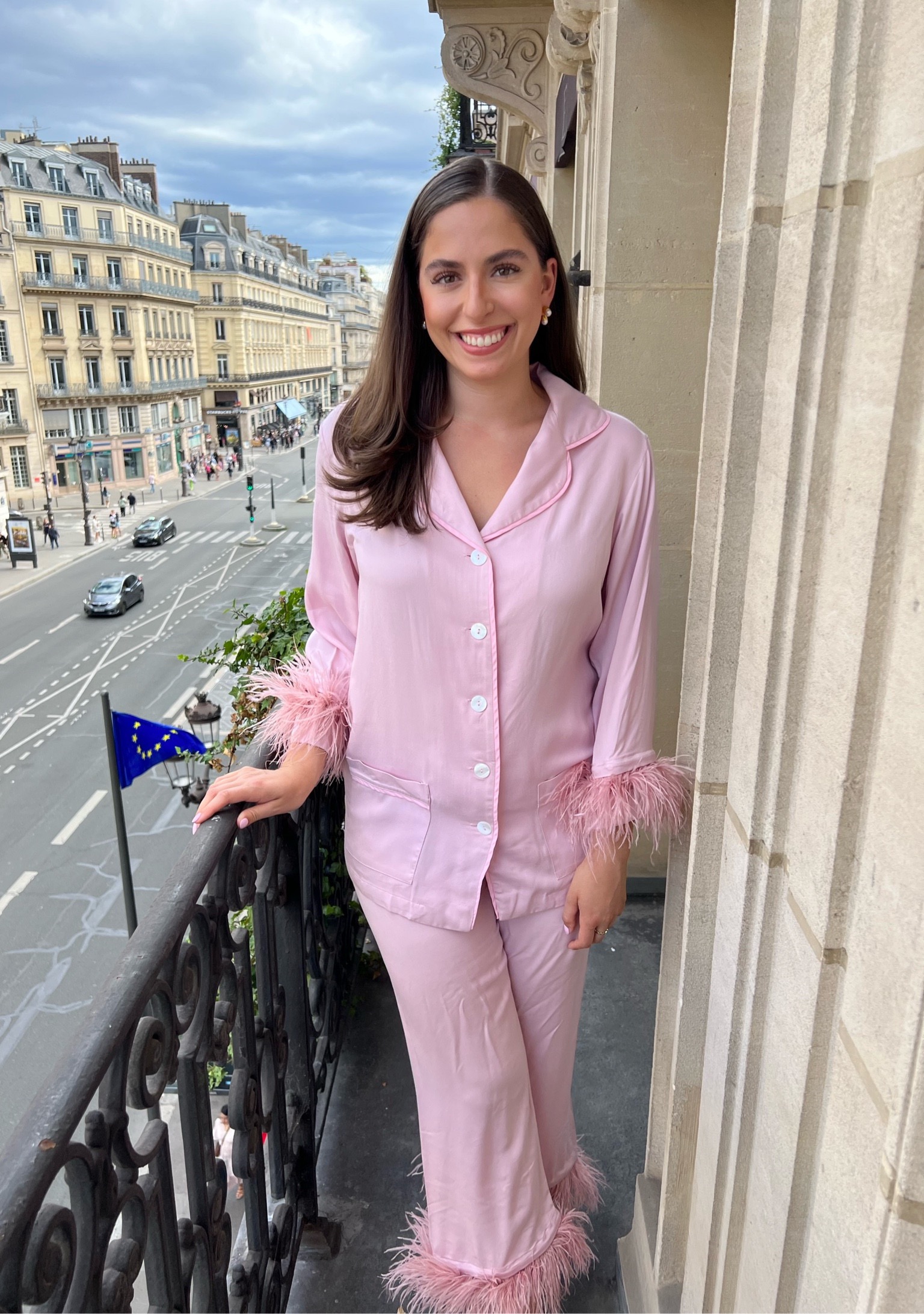 pj set, pink feather pjs, sleeper pj sets, paris france