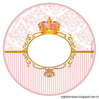 Golden Crown in Pink Toppers or Free Printable Candy Bar Labels.