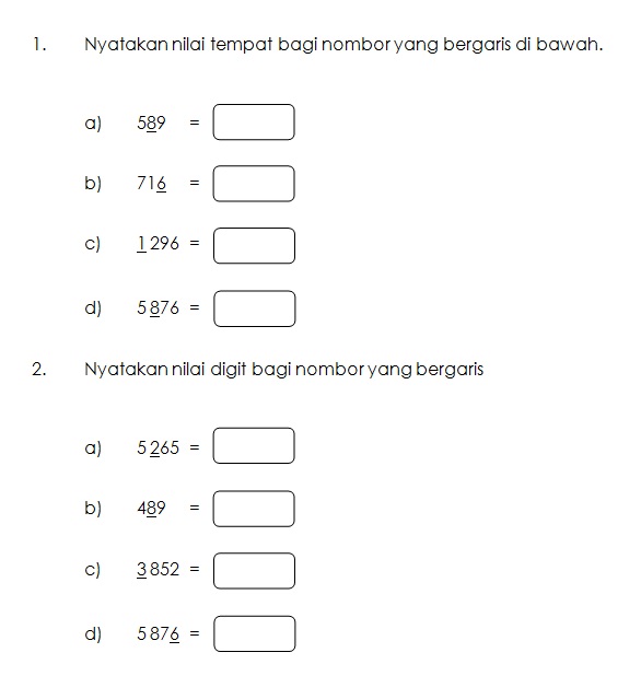 Latihan - Nombor Bulat (4)  MATEMATIK KSSR TAHUN 3