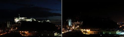 Castelo de Edimburgo, Escócia, durante a Hora do Planeta