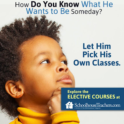 Text: How do you know what he wants to be someday? Let him pick his own classes. Image of boy thinking