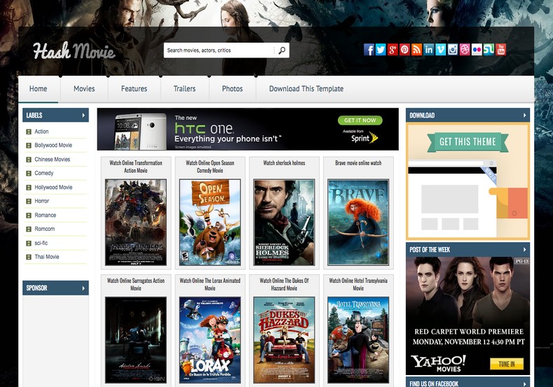 Hashmovie Blogger Template