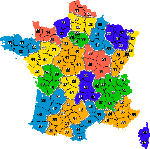 Cartes des départements et Quiz - Cartes de France