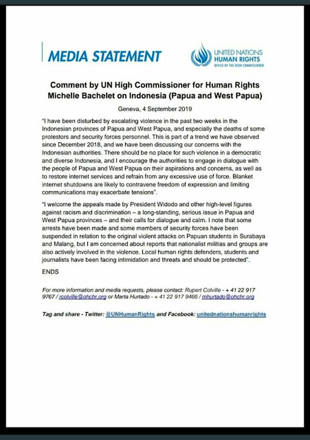 Kepala Komisi Tinggi HAM PBB: Saya Terganggu dengan Kekerasan di Papua