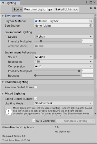 Setting auto generate lighting