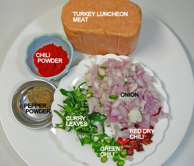 Ingredients for Fried Turkey Luncheon Meat