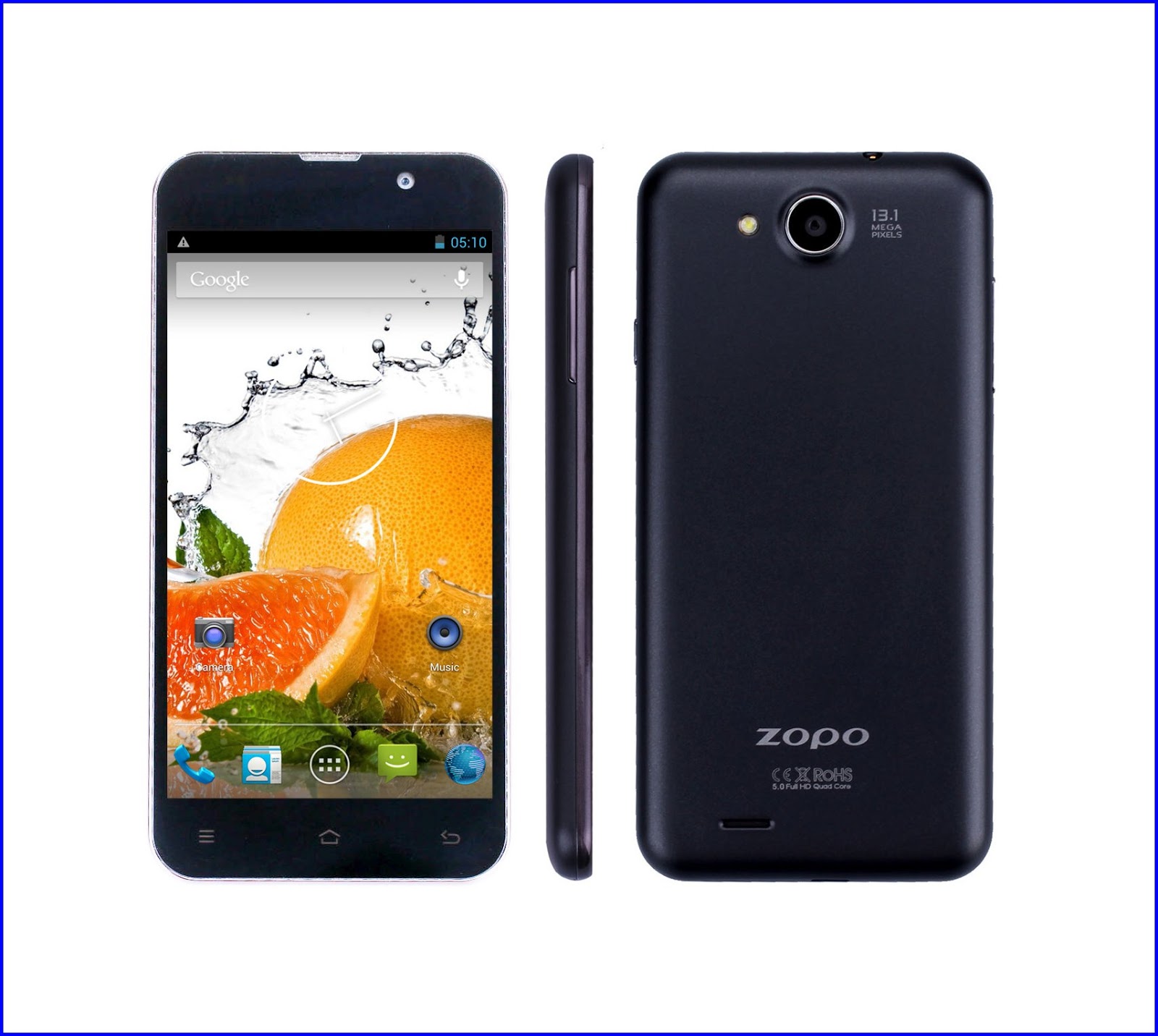 Zopo C3 memiliki fitur MT6589T 1 5GHz Android 4 2 5" FHD Screen 13 0MP Camera 1G RAM 16G ROM