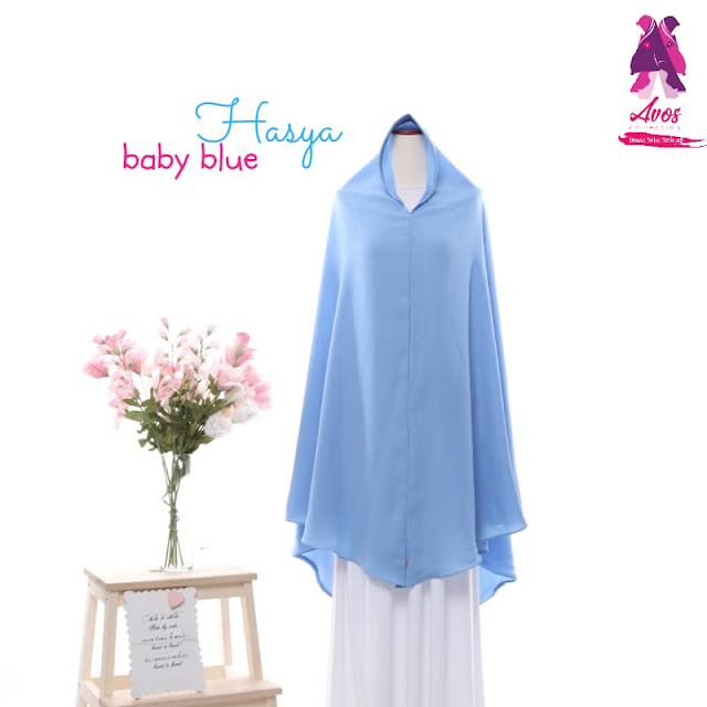 Khimar antem hasya wolpeach polos warna baby blue