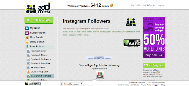 AddMeFast Instagram Follow Bot