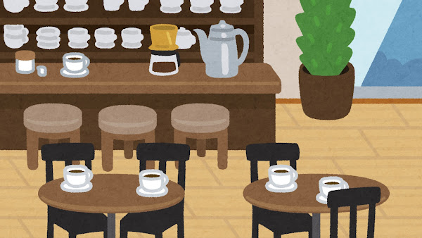 喫茶店の店内のイラスト（背景素材）