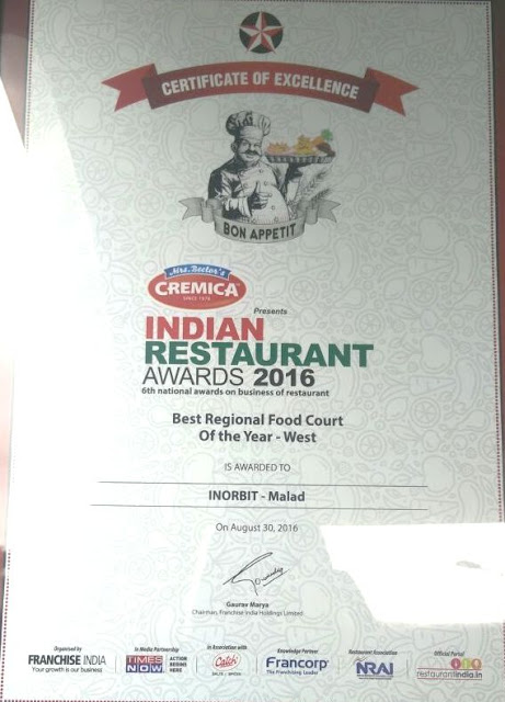 INORBIT MALL, MALAD WINS BEST REGIONAL FOOD COURT OF THE YEAR 