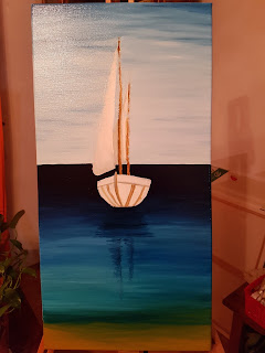 Peinture sur toile Masha Le voilier Etape 3