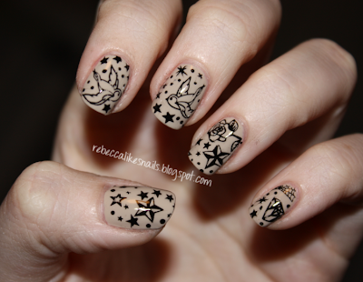 Old school tattoo style I'm still wearing this mani right now and I can't