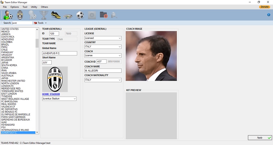 PES 2016 Team Editor Manager v1.7 Beta