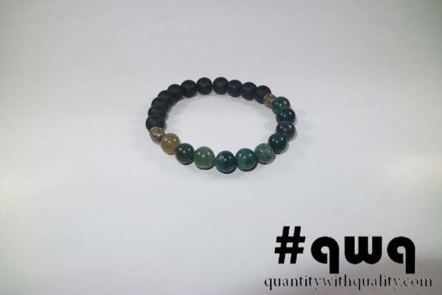 Sport Bracelet with Indian Agate and Blackstone