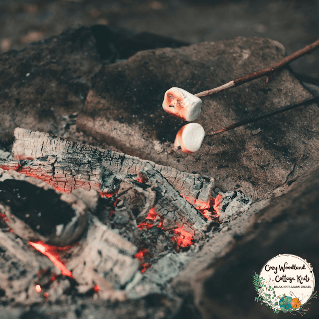 picture of a campfire with toastie mallows being cooked over the fire