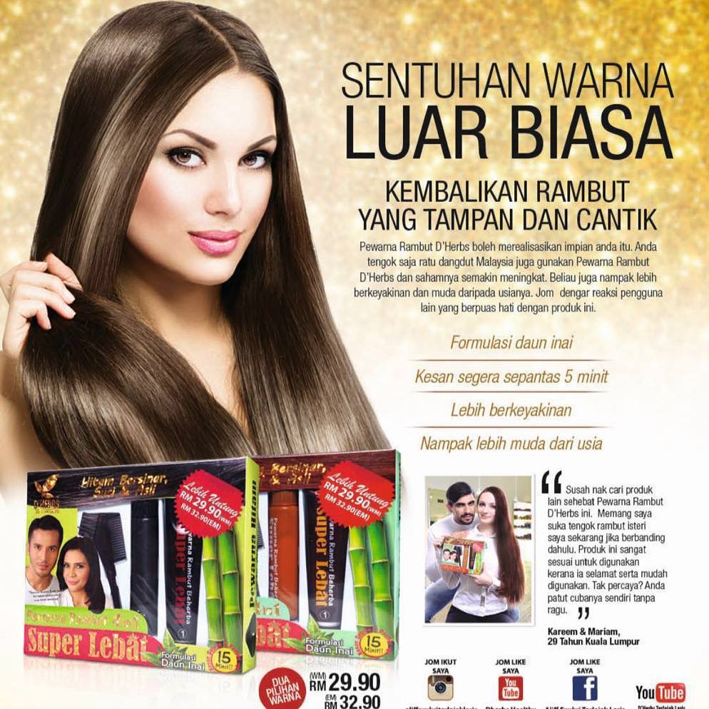 SUPER LEBAT PEWARNA  RAMBUT  HITAM D HERBS BEAUTY KIOSK