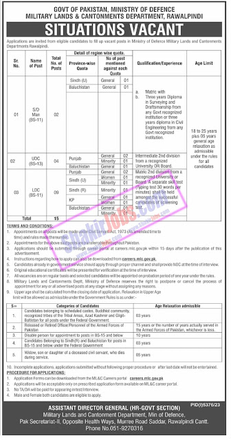 Military Land And Cantonment Jobs