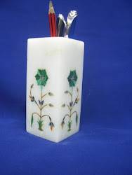 Pen Holder in White Marble Inlay Art