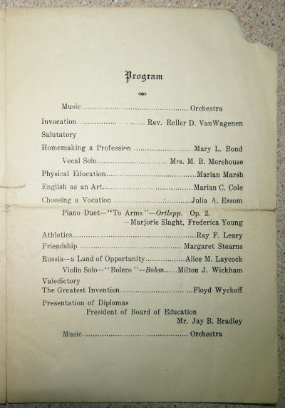 1922 graduation announcement Interlaken New York