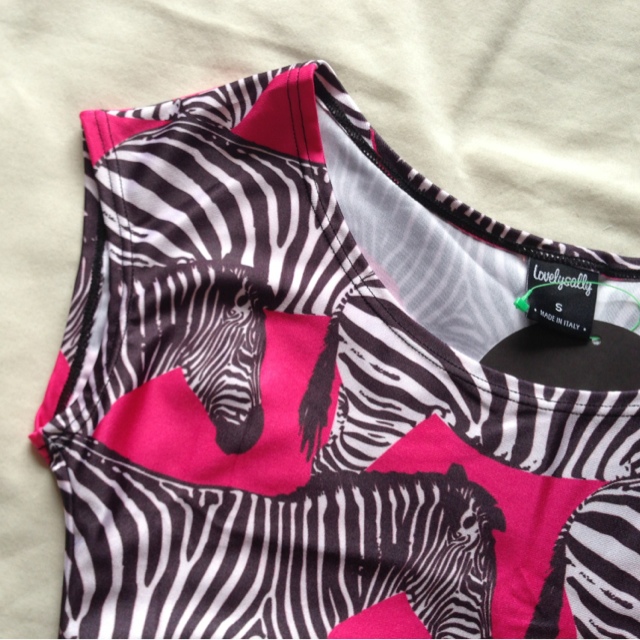 LovelySally Pink Zebra Print Crop Top 