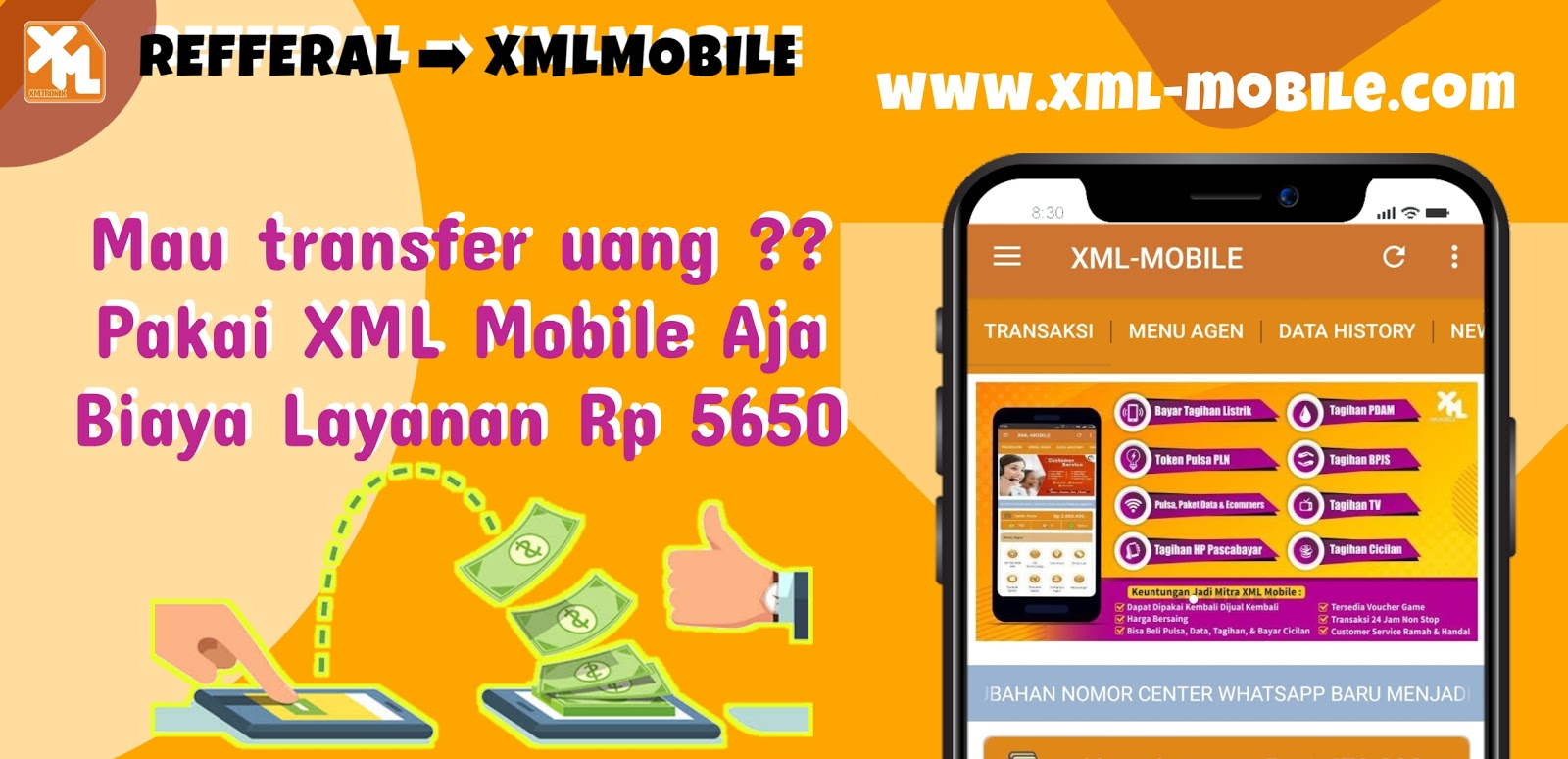 Transfer uang ke rekening pakai XML Mobile - XML MOBILE
