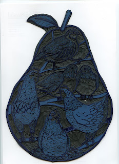 Example of a linocut in Japanese linoleum