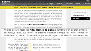 Referencia a Altos Hornos de Vizcaya en la web de turismo