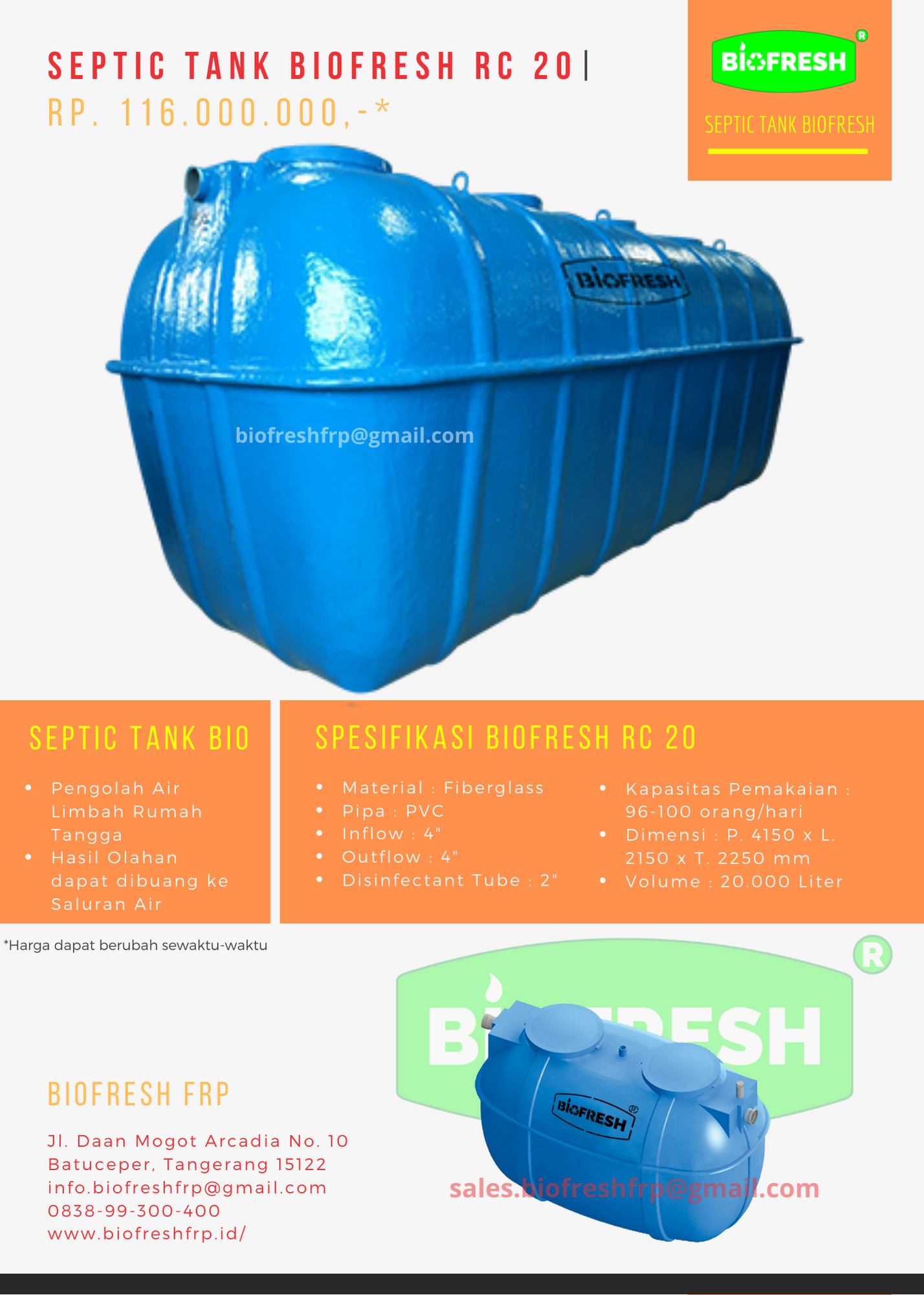 Daftar Harga Septic Tank Biofresh RC 20