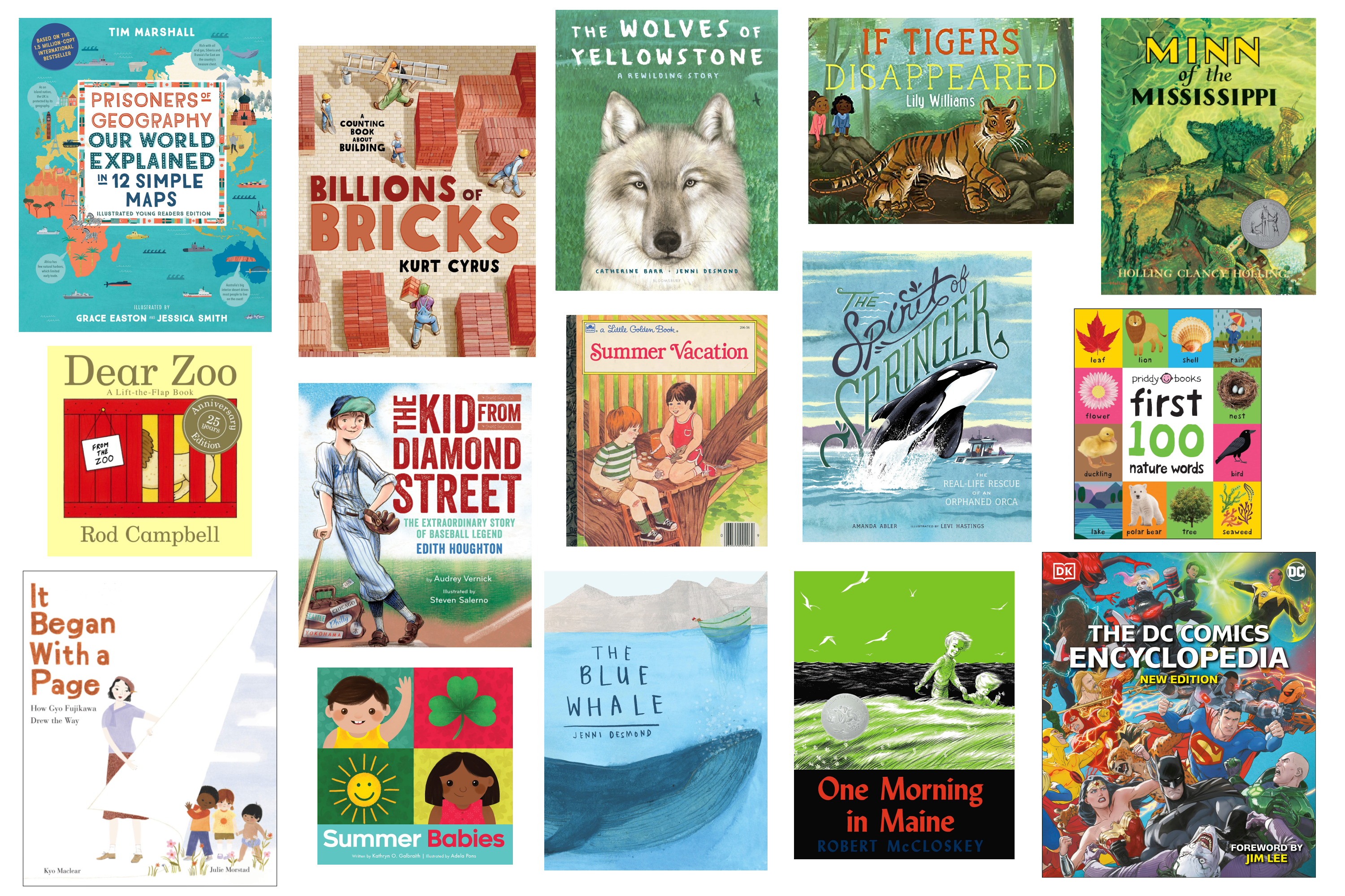 A collage of children's books we love in our Montessori Home