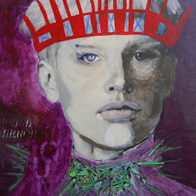 Fierce Sonia - Mirror-Mirror - 12 x 12 - mixed media, acrylic and collage 
