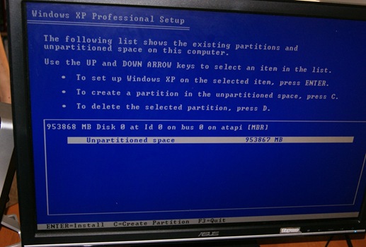 window xp installation