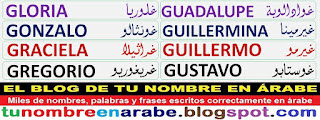 Imagenes de nombres en letras arabes: Guadalupe Guillermina Guillermo Gustavo