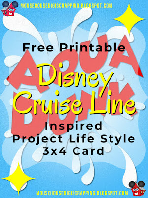 Aqua Dunk Disney Cruise inspired Project Life style 3x4 card Pinterest Pin