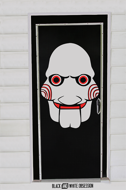 Black and White Obsession Movie Themed Halloween  Door  