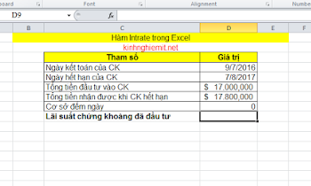 Cách sử dụng hàm Intrate trong excel