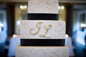 4 Tier Wedding Cake with Gold Monogram