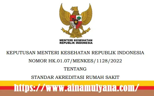 Kepmenkes Nomor 1128 Tahun 2022 tentang Standar Akreditasi Rumah Sakit