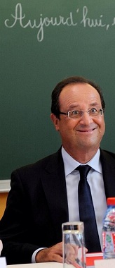 François Hollande at school.