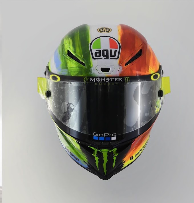 Mengintip Detail Gradasi Warna Helm Valentino Rossi di Mugello