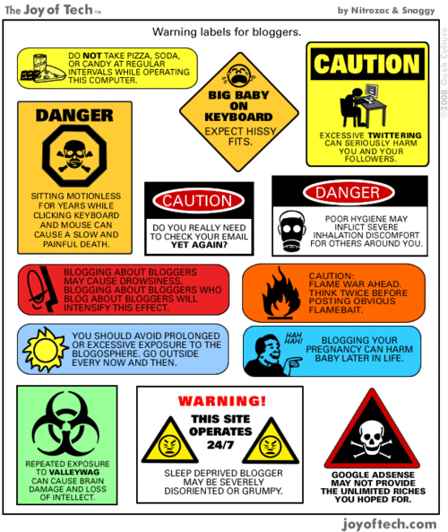 Warning Labels for Bloggers