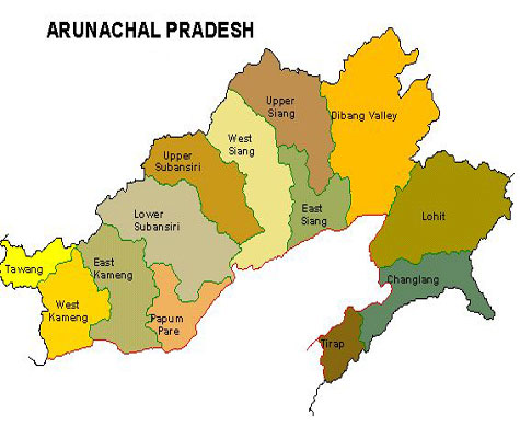Arunachal Pradesh map, District map