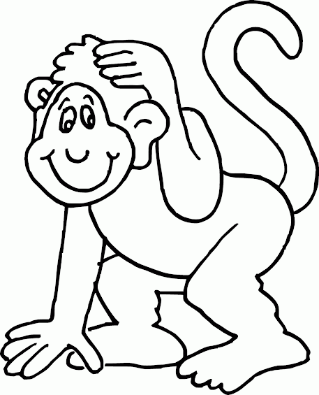 Mewarnai Gambar Monyet Kalah Malu - Contoh Anak PAUD