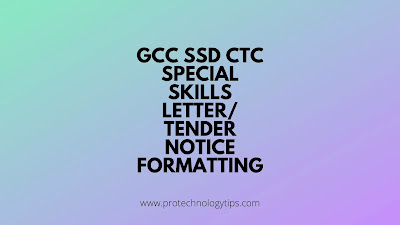Special skill Letter Tender notice Formatting