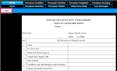 Aplikasi Excel Formulir Pengisian DUPAK Dosen