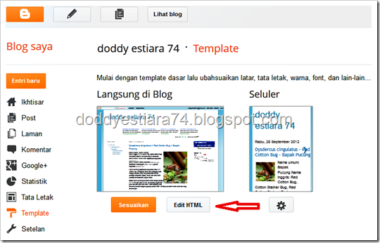  login ke Blogger—>Template—>Edit HTML