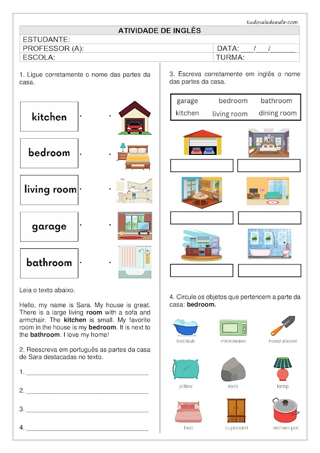 Atividades de Inglês 1º ano Ensino Fundamental