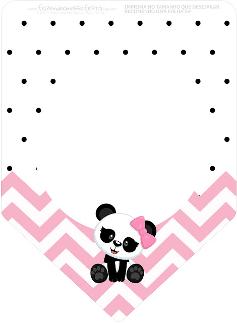 Panda Bebé en Zigzag Rosa: Imprimibles Gratis para Fiestas.