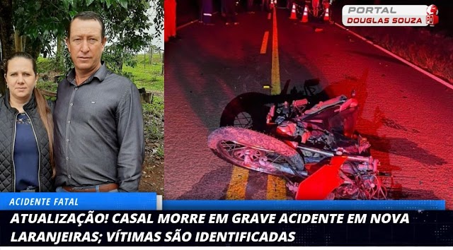 Casal morre em grave acidente em Nova Laranjeiras; vítimas são identificadas